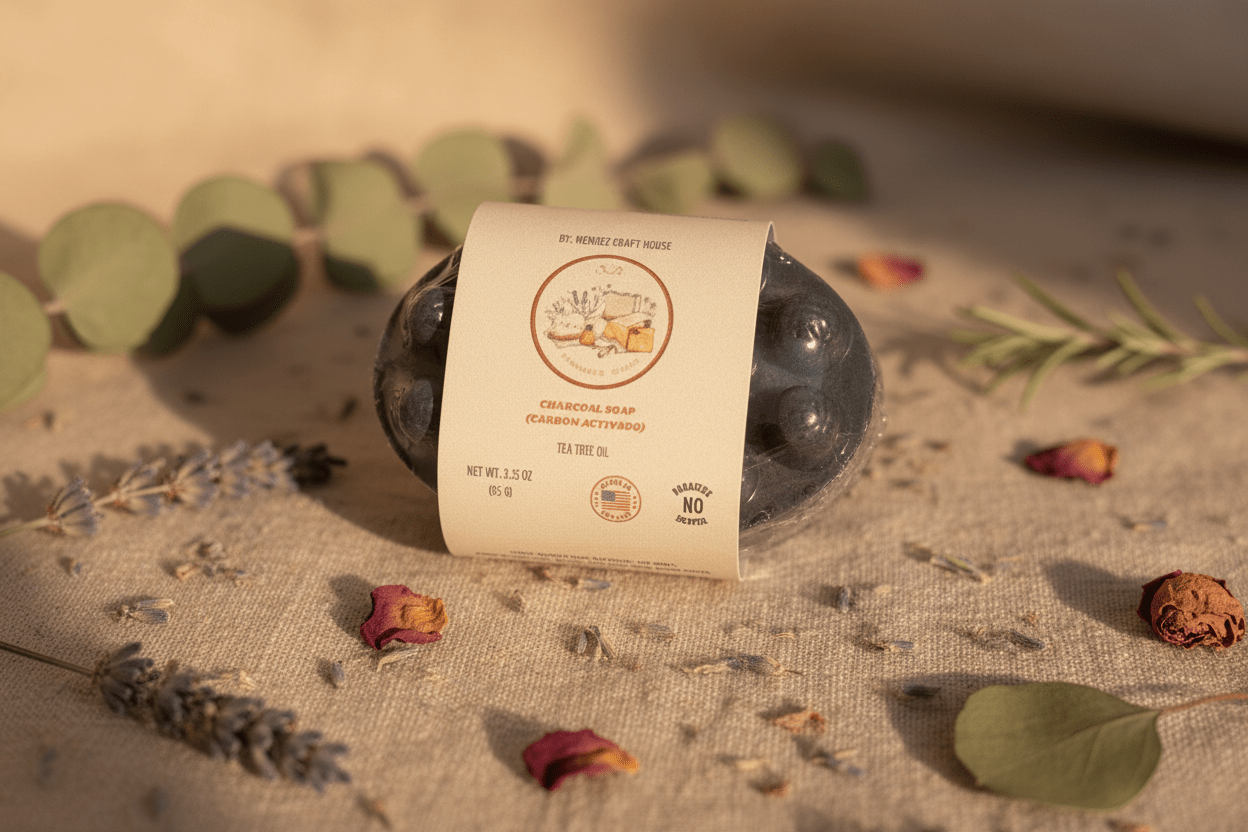 Activated Charcoal Artisan Soap Bar | Deep Cleansing for Oily & Blemish - Prone Skin | Natural Handmade Soap - Mendez craft house