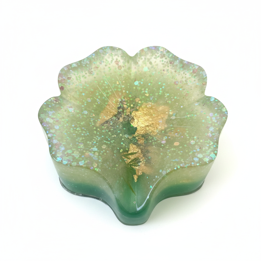 Jabonera flor glitter verde