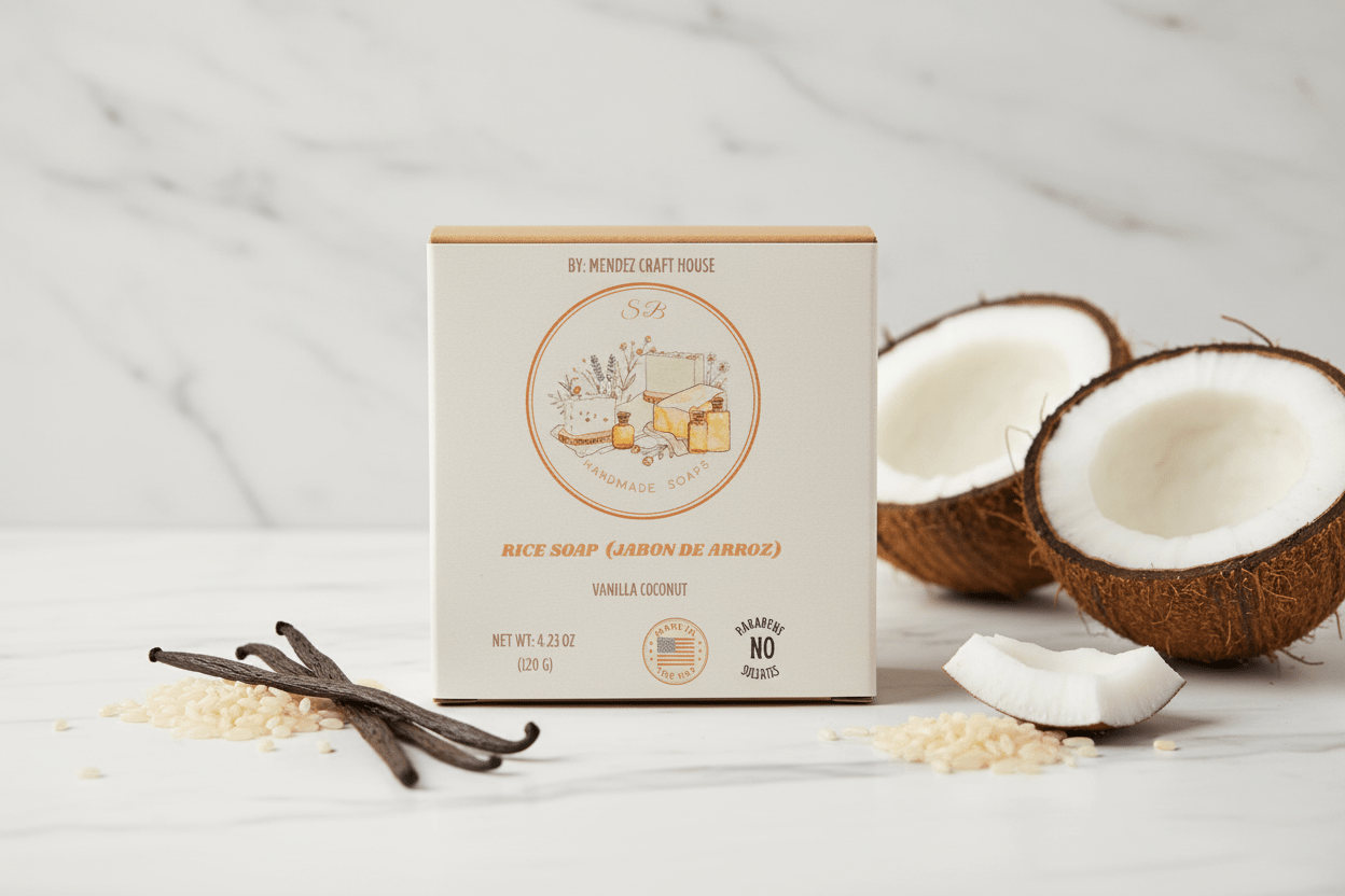 Rice Radiance Artisan Soap Bar | Natural Glow & Creamy Lather | Combination Skin | Handmade in Minnesota - Mendez craft house