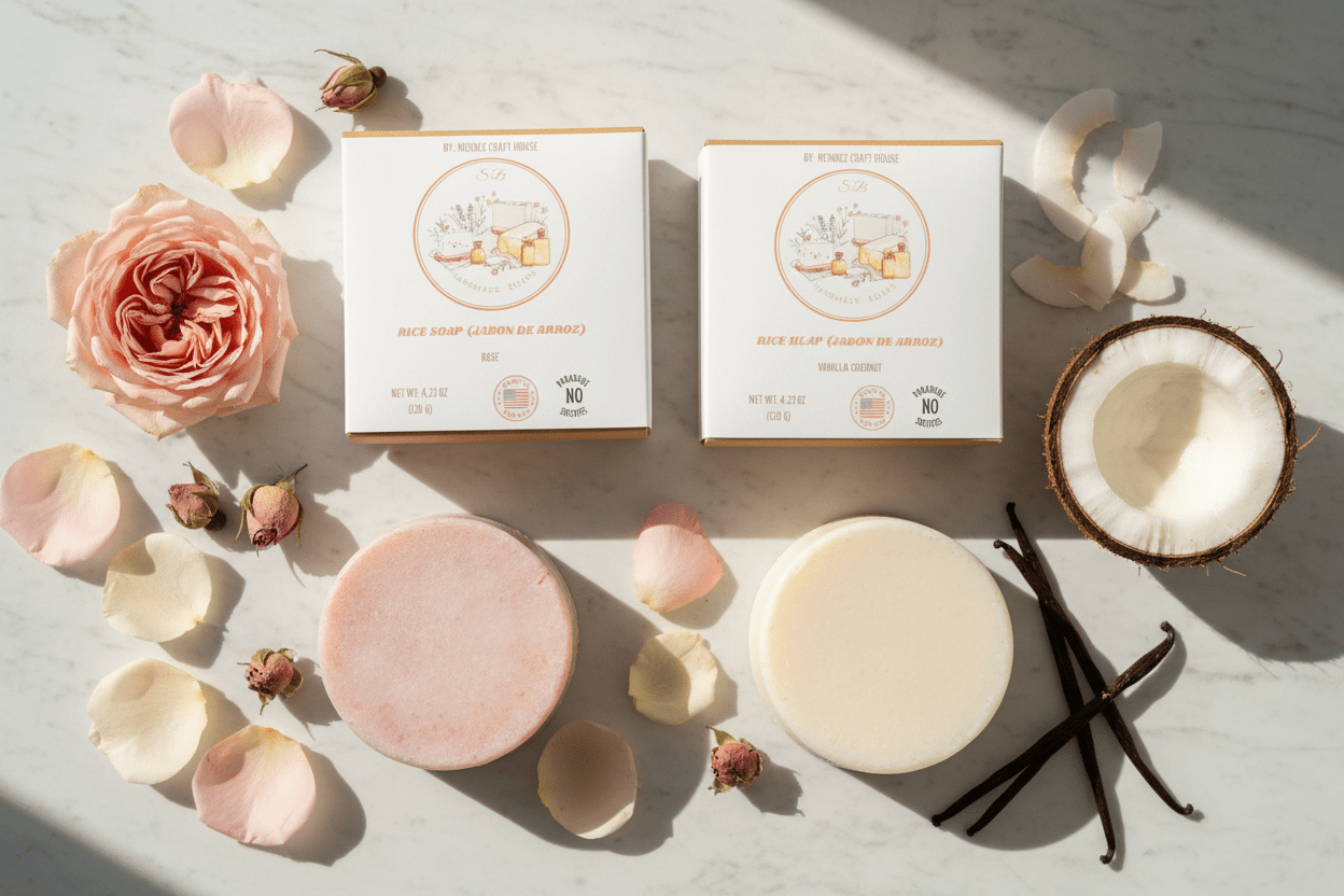 Rice Radiance Artisan Soap Bar | Natural Glow & Creamy Lather | Combination Skin | Handmade in Minnesota - Mendez craft house