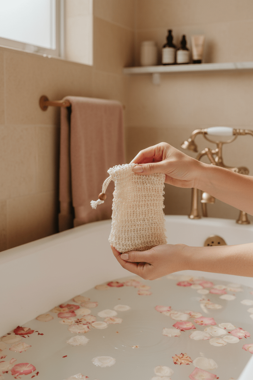 Natural Soap Exfoliant Bag | Gentle Exfoliating Pouch | Makes Soap Last Longer | Handmade Accessory - Mendez craft house