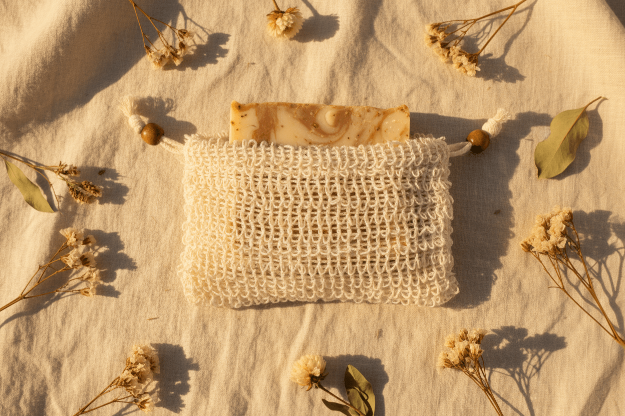 Natural Soap Exfoliant Bag | Gentle Exfoliating Pouch | Makes Soap Last Longer | Handmade Accessory - Mendez craft house
