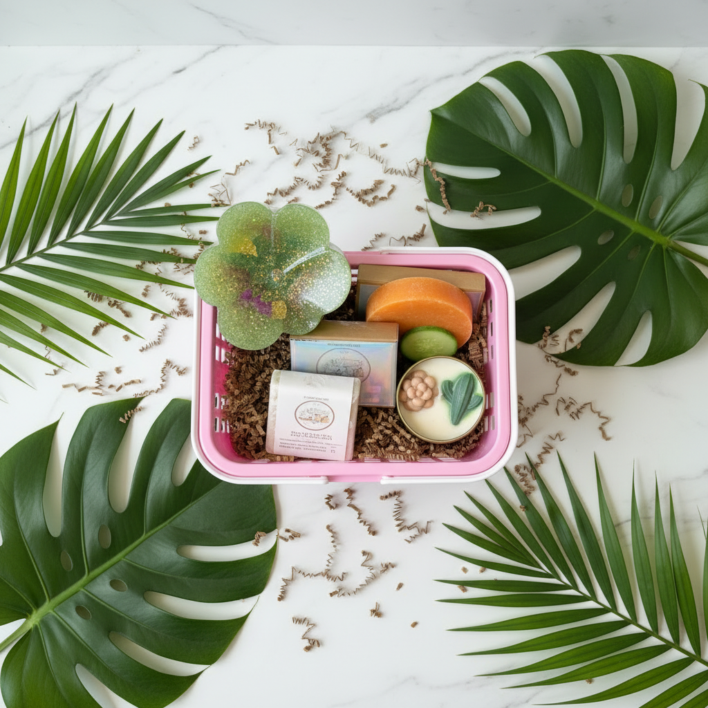 Tropical Oasis Gift Basket - Flat Lay